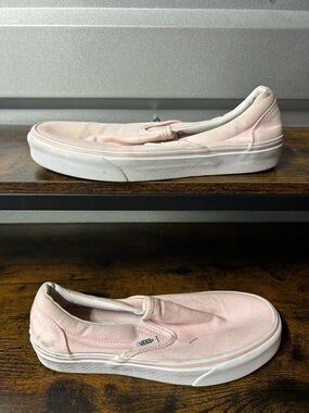 Vans Classic Slip On Pink Canvas Low Top Shoes Sneakers Women's Size 7.5